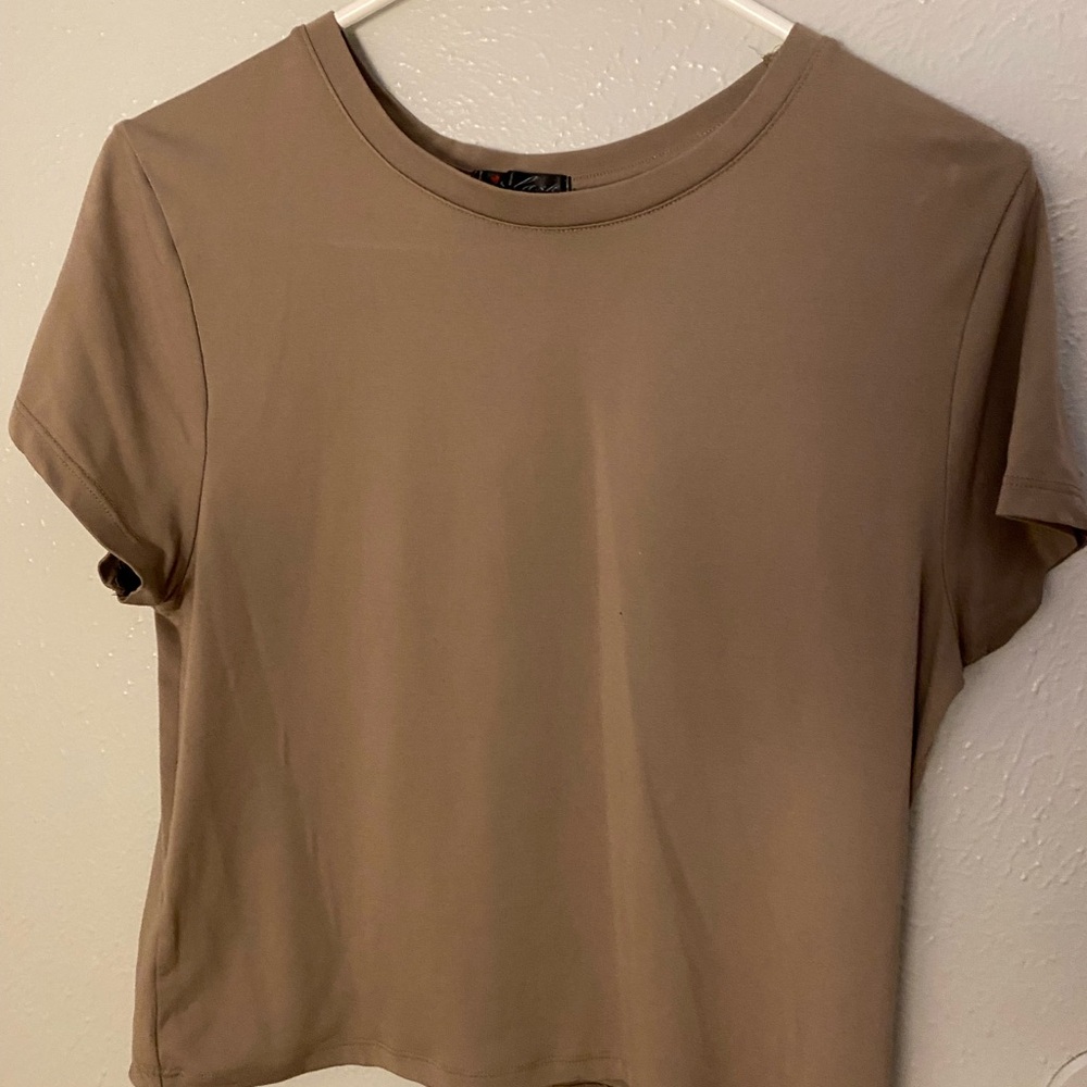 Elegant Brown Short Sleeve Women's Tee